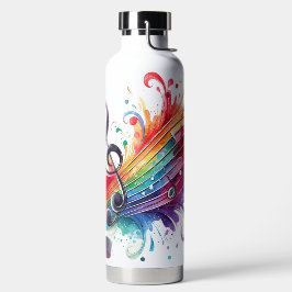 HELL gefärbte MUSIKKENNZEICHNUNGEN UND KLEINE KLEI Trinkflasche