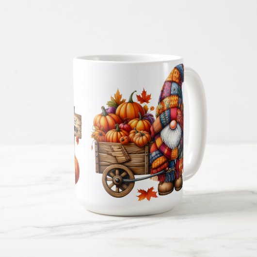 HELL gefärbte NIEDLICHE PATCHWORTFALL-GNOMES Kaffeetasse (VorderseiteRechts)