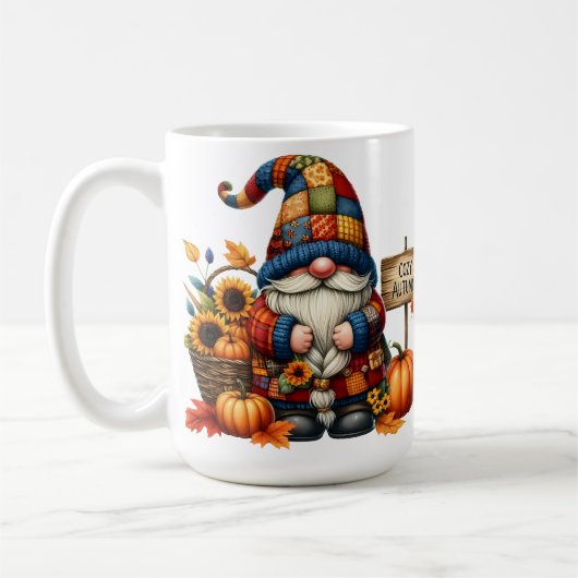 HELL gefärbte NIEDLICHE PATCHWORTFALL-GNOMES Kaffeetasse (Links)