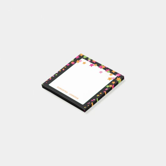 Hell gefärbter Star Confetti, Personalisiert Post-it Klebezettel (angewinkelt)