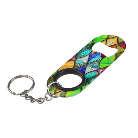 Hell gesteinigtes Glas Mini Flaschenöffner (Vorderseite Schrägansicht)