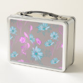 Hell gewaschene Blumen Metall-Lunchbox Metall Brotdose (Rückseite)