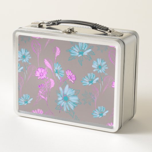 Hell gewaschene Blumen Metall-Lunchbox Metall Brotdose (Vorderseite)