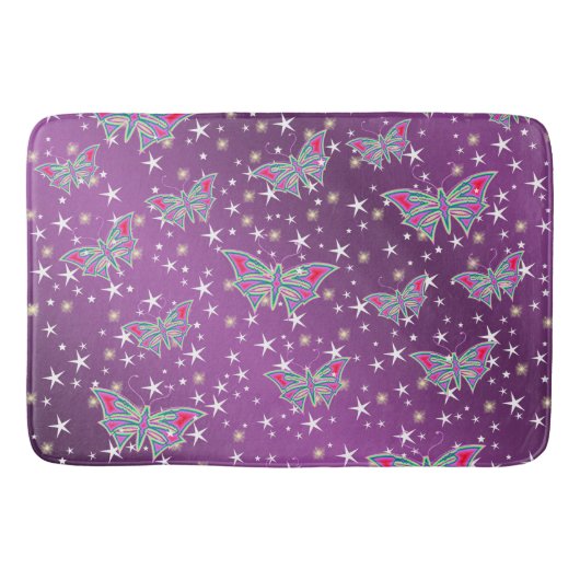 hell, glänzend, Schmetterlinge, exklusiv + Muster, Badematte (Vorderseite)