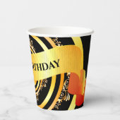 Hell Gold Stilvoll verziert Happy Birthday Pappbecher (Rückseite)