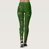 Hell Golden Twinkle Stars Dunkle grüne Chrismtas Leggings (Rückseite)