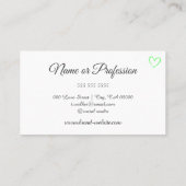 Hell Green Heart Chic Tropfen Elegante Kalligrafie Visitenkarte (Rückseite)