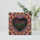 Hell & Groovy Hippie Bohemisches Abendessen Party Einladung (Stehend Vorderseite)