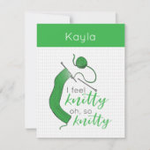 Hell grün fühle ich mich knitty, Oh, so knitty Mitteilungskarte (Vorderseite)