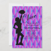 Hell Iridestin Silouhette Cheerleader Birthday Einladung (Vorderseite)