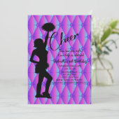 Hell Iridestin Silouhette Cheerleader Birthday Einladung (Stehend Vorderseite)