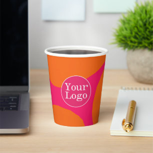 Hell, kalt, rosa und orange mit Ihrem Logo Pappbecher