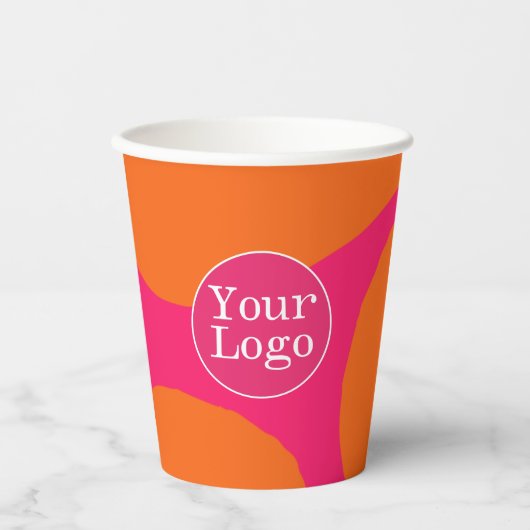 Hell, kalt, rosa und orange mit Ihrem Logo Pappbecher (Vorderseite)