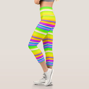 Hell lebendig, künstlerisch gestreift capri leggings