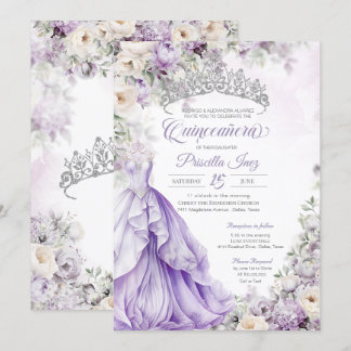 Hell Lila Elegante Gown Princess Quinceanera Einladung