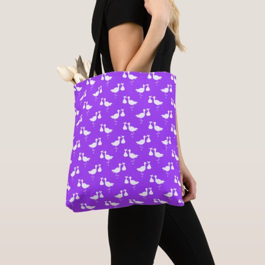 HELL LILA MIT WEISSEN STORKS MIT BEUTEL TASCHE (Von Nahem)