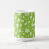 Hell Lime Green Winter White Snowflake Monogramm Kaffeetasse (Mittel)