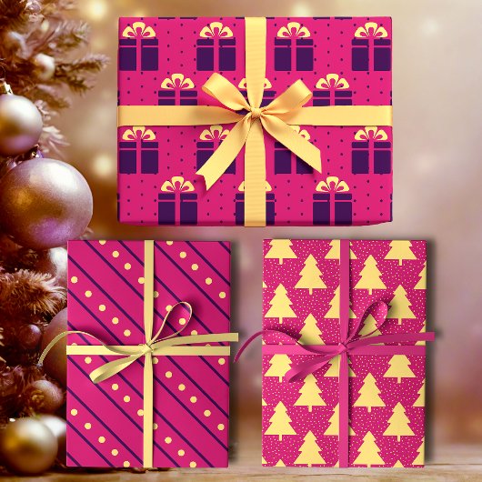 Hell Magenta Pink Moderne Männliche Minimalistin Geschenkpapier Set
