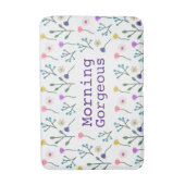 Hell Modernes, blumengeschmücktes Muster Weißer Mo Badematte (Vorderseite Vertikal)