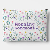 Hell Modernes, blumengeschmücktes Muster Weißer Mo Zubehörtasche (Vorderseite)