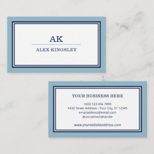 Hell & Navyblau berandetes Monogramm Visitenkarte