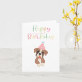 Hell & Niedlich, Boxer Hund zum Geburtstag Karte (Gelbe Blume)