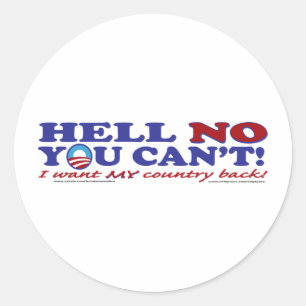 Hell-No-with-Obama-Logo Runder Aufkleber