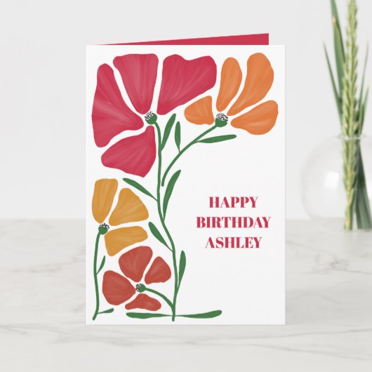 Hell Nouveau Floral Frau Happy Birthday Karte (Vorderseite)
