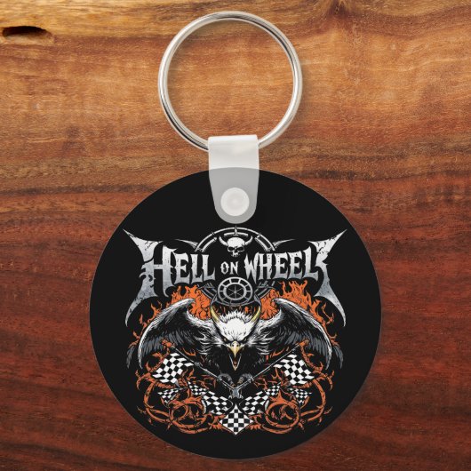 Hell on Wheels Racing Motorsport Checkered Flag Schlüsselanhänger (Vorderseite)