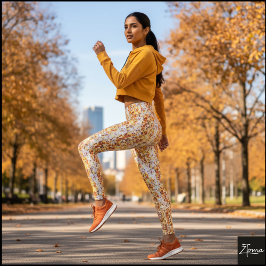 Hell Orange Überfülltes Hundegesicht Wiederholungs Leggings