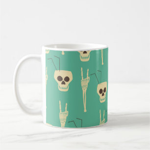 Hell Party nahtlos Muster. Menschliche Schädel als Kaffeetasse