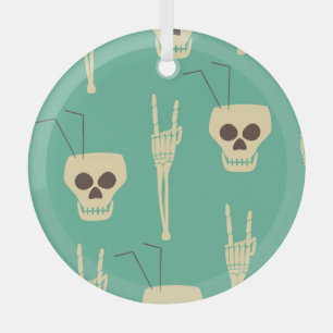 Hell Party: Skeletton Halloween Design Ornament Aus Glas