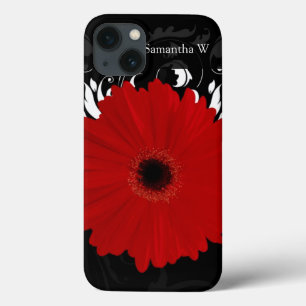 Hell Red Gerbera Daisy auf Schwarz Case-Mate iPhone Hülle