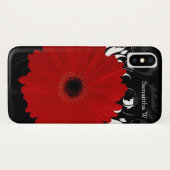 Hell Red Gerbera Daisy auf Schwarz Case-Mate iPhone Hülle (Rückseite (Horizontal))