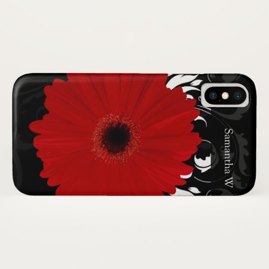 Hell Red Gerbera Daisy auf Schwarz Case-Mate iPhone Hülle (Rückseite (Horizontal))