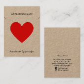 Hell Red I Liebe Herz Handgefertigte Nekklace Hold Visitenkarte (Vorne/Hinten)