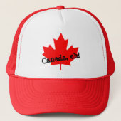 Hell Red Maple Leaf Kanada eh! Truckerkappe (Vorderseite)