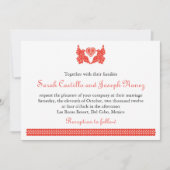 Hell Red Papel Picado Style Love Birds Einladung (Vorderseite)