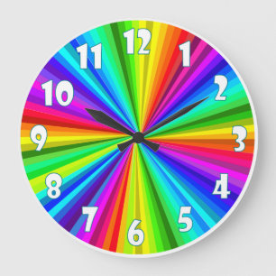 Hell-Regenbogen farbig, Wall-Clock-Regenbogen Große Wanduhr