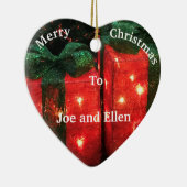 hell, rot präsent, Personalisierte Weihnachten Keramik Ornament (Rechts)