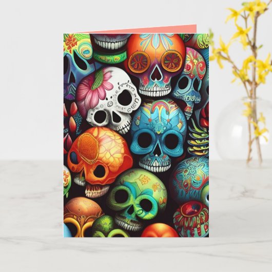Hell Sugar Skulls Karte (Gelbe Blume)