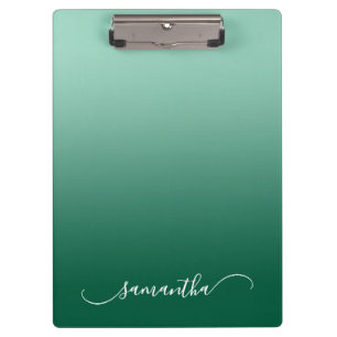 Hell Teal Jägergrün Ombre Gebogener Swash Name Klemmbrett