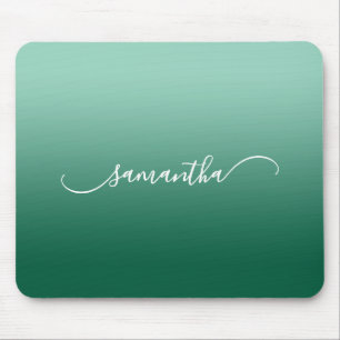 Hell Teal Jägergrün Ombre Gebogener Swash Name Mousepad