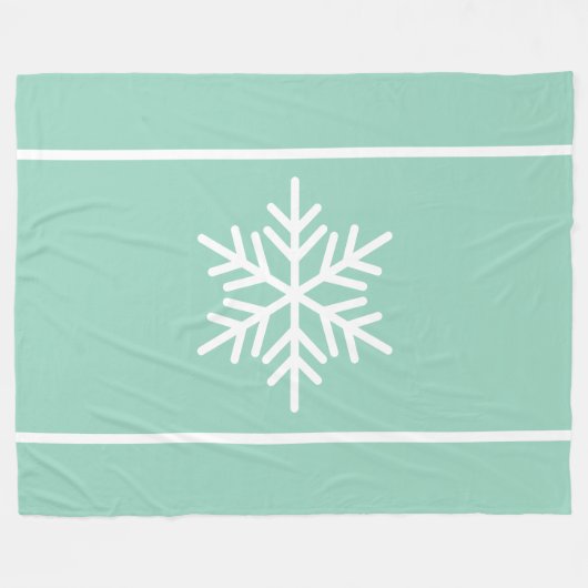 Hell Teal Minz Weiß Schneeblatt Horizontale Streif Fleecedecke (Vorderseite (Horizontal))
