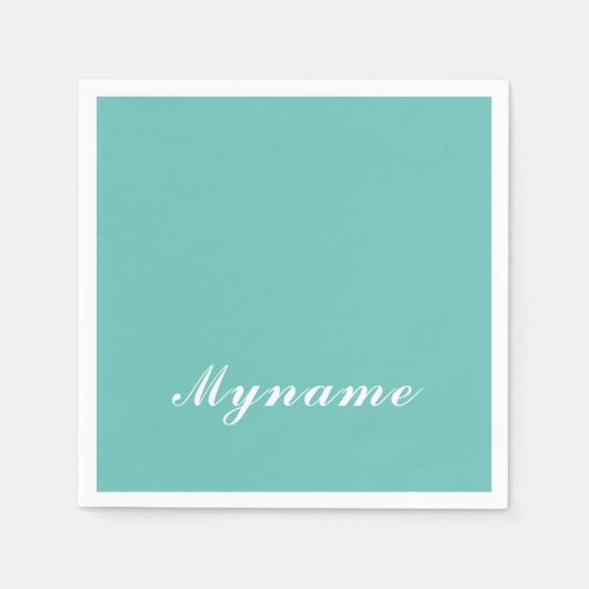 Hell Teal Trendige Moderne Minimalistische Schicke Serviette (Vorderseite)