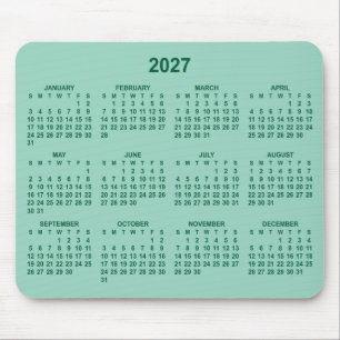Hell Teal und Jägergrün 2027 Kalender Mousepad
