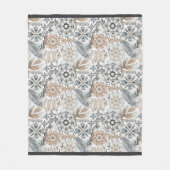 Hell Terrakotta Grau Botanisches Boho-Muster Fleecedecke (Vorderseite)