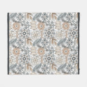 Hell Terrakotta Grau Botanisches Boho-Muster Fleecedecke (Vorderseite (Horizontal))