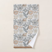Hell Terrakotta-Grau Botanisches Muster Badhandtuch Set (Handtuch)