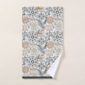 Hell Terrakotta Grau Botanisches Muster Badhandtuch Set (Handtuch)